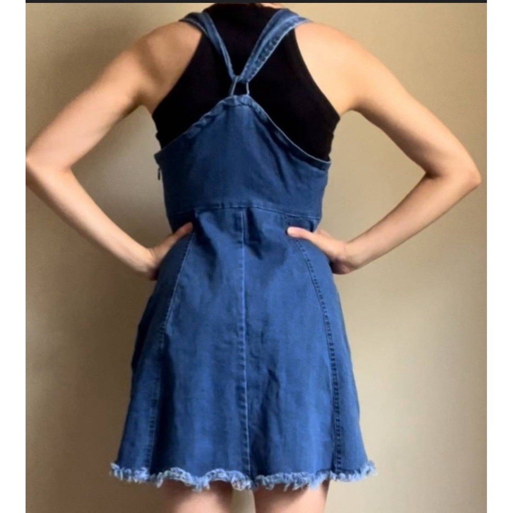 BCBGeneration Denim Pinafore Womens Dress Blue Frayed Hem OEQ6186373 Size 2